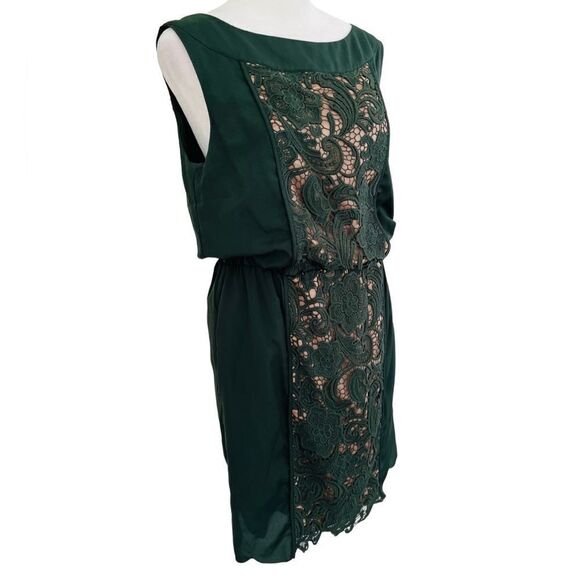 Jessica Simpson Emerald green lace front  sleeveless dress, size M. - Picture 5 of 6